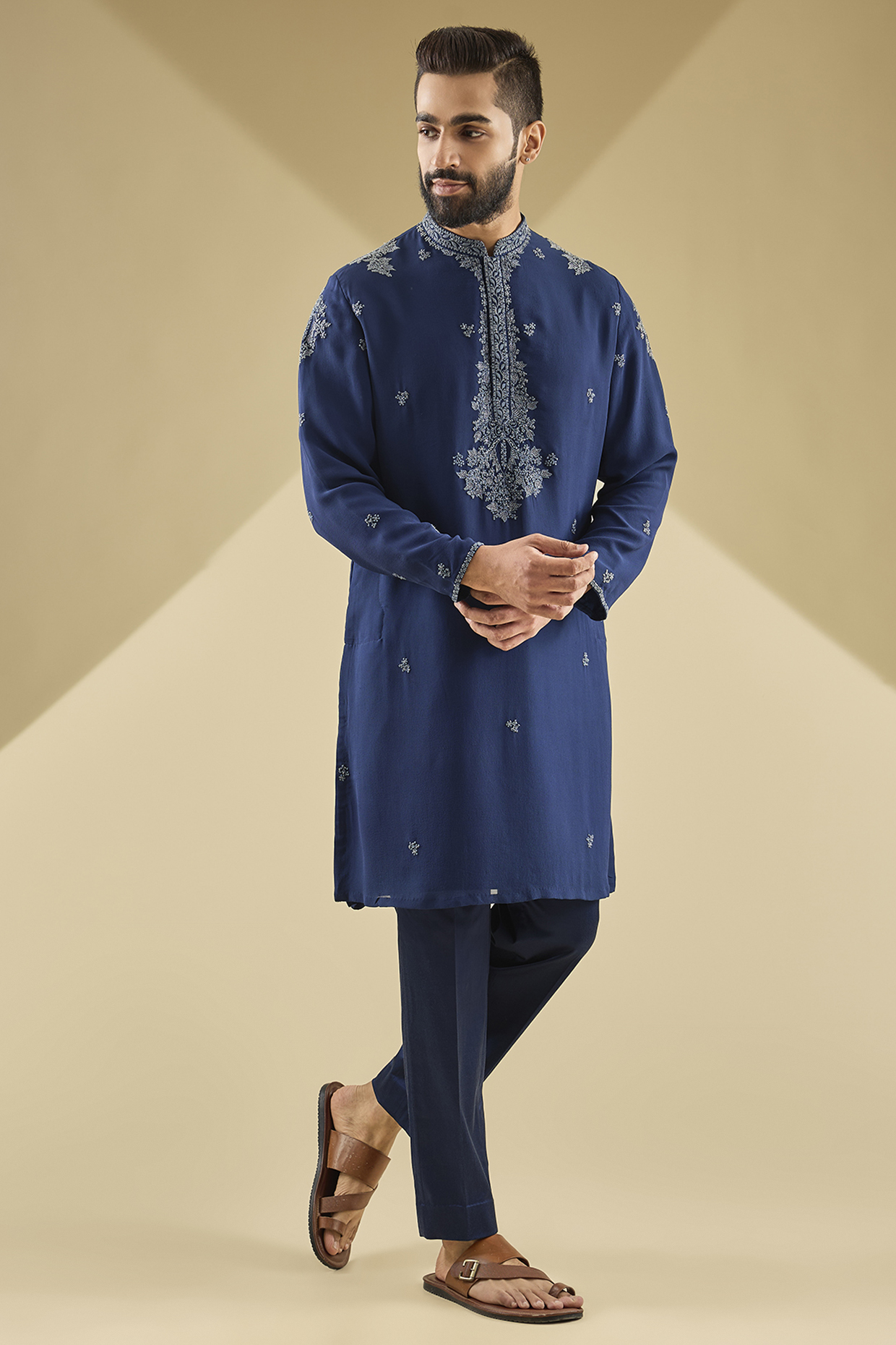 Blue Georgette Kurta Set by Dolly J MAN