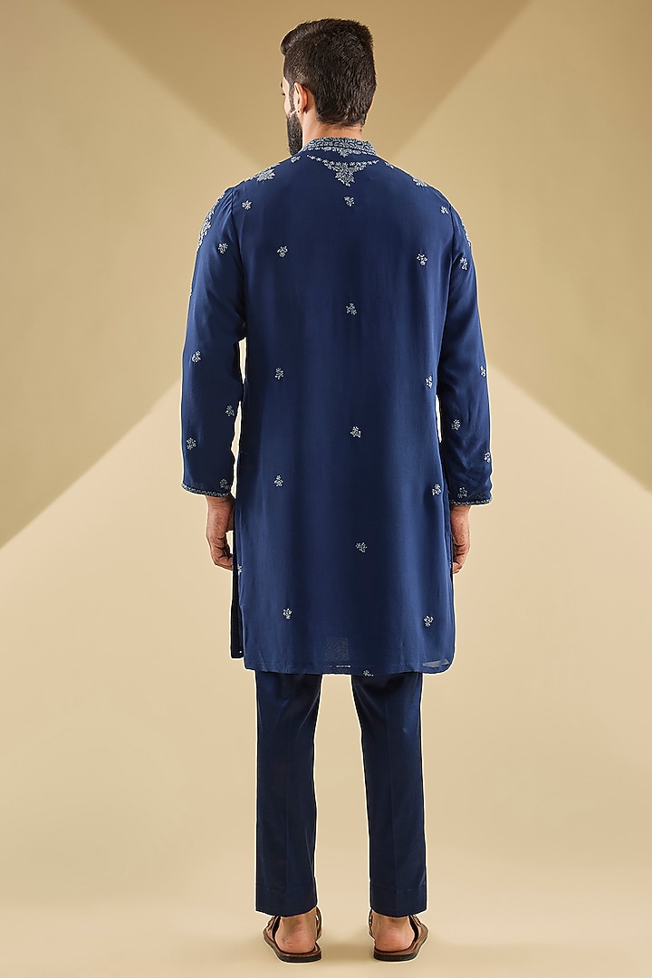 Blue Georgette Kurta Set by Dolly J MAN at Pernia's Pop Up Shop