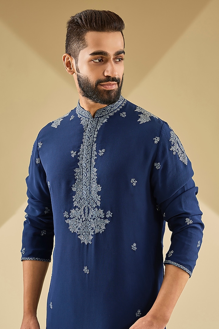 Blue Georgette Kurta Set by Dolly J MAN at Pernia's Pop Up Shop