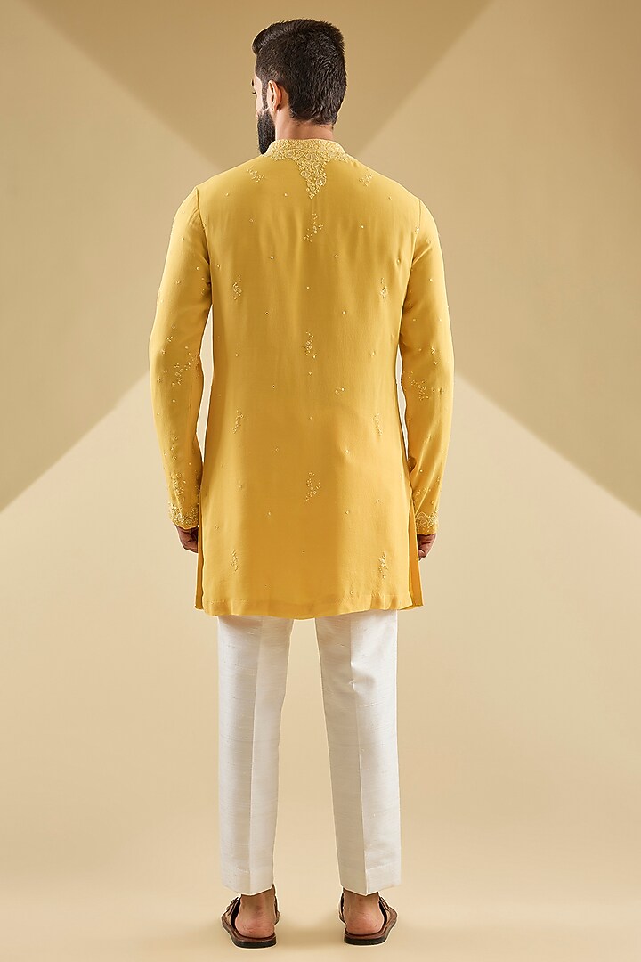 Yellow Georgette Kurta Set by Dolly J MAN at Pernia's Pop Up Shop