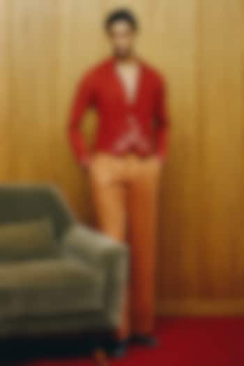 Rust Tweed Embroidered Waistcoat Set by Dolly J MAN at Pernia's Pop Up Shop