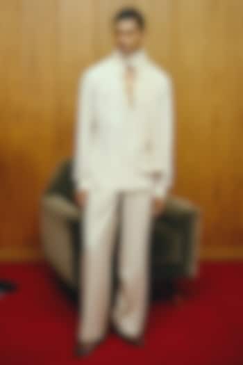 White Crepe Embroidered Co-Ord Set by Dolly J MAN at Pernia's Pop Up Shop