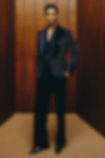 Dark Royal Blue Velvet Embroidered Tuxedo Set by Dolly J MAN at Pernia's Pop Up Shop