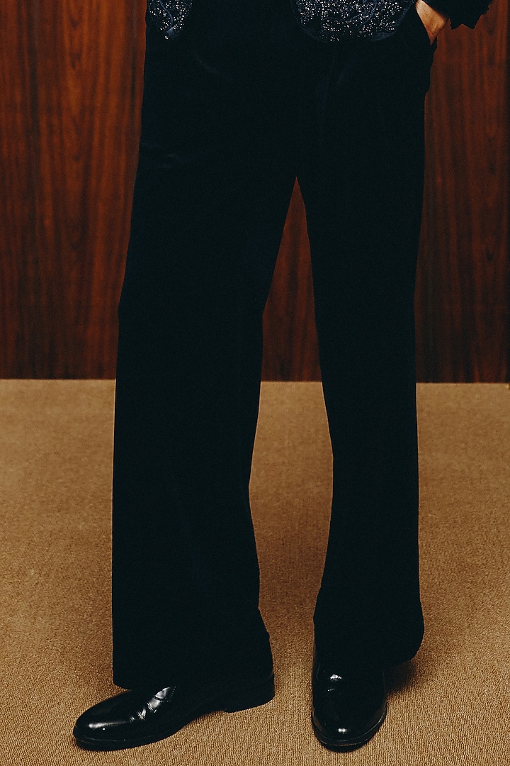 Dark Royal Blue Velvet Embroidered Tuxedo Set by Dolly J MAN at Pernia's Pop Up Shop