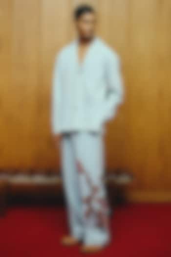 Powder Blue Denim Shacket Set by Dolly J MAN at Pernia's Pop Up Shop