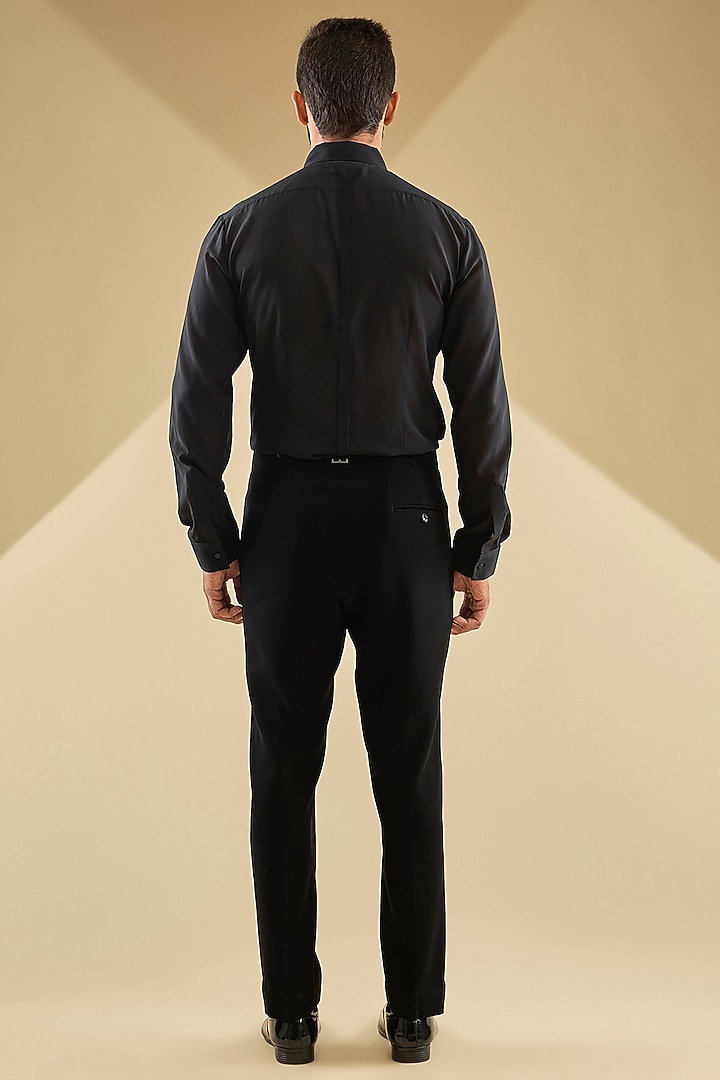 Black Lachka Fabric Embroidered Tuxedo Set by Dolly J MAN at Pernia's Pop Up Shop
