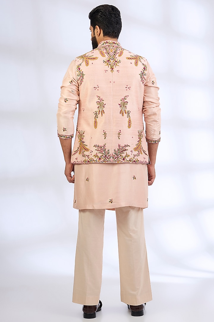 Pink Silk Bundi Jacket Set by Dolly J MAN at Pernia's Pop Up Shop