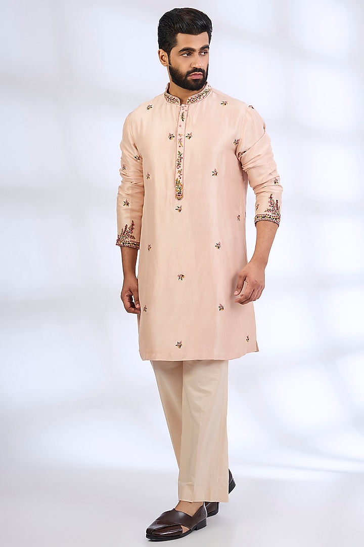 Pink Silk Bundi Jacket Set by Dolly J MAN at Pernia's Pop Up Shop