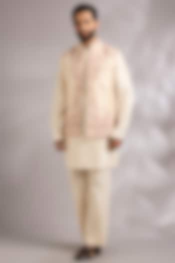 Ivory Silk Bundi Jacket Set by Dolly J MAN at Pernia's Pop Up Shop