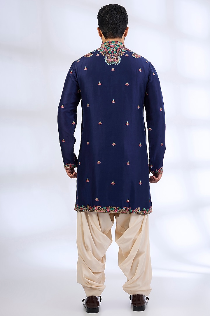 Blue Silk Kurta Set by Dolly J MAN at Pernia's Pop Up Shop