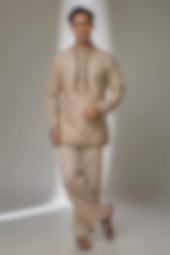 Golden Silk Kurta Set by Dolly J MAN at Pernia's Pop Up Shop
