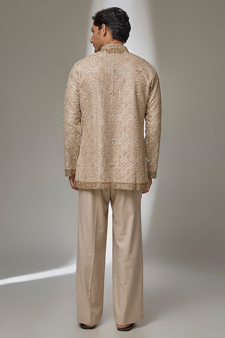 Golden Silk Kurta Set by Dolly J MAN at Pernia's Pop Up Shop