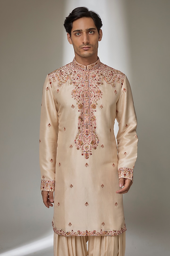 Ivory Silk Kurta Set by Dolly J MAN at Pernia's Pop Up Shop