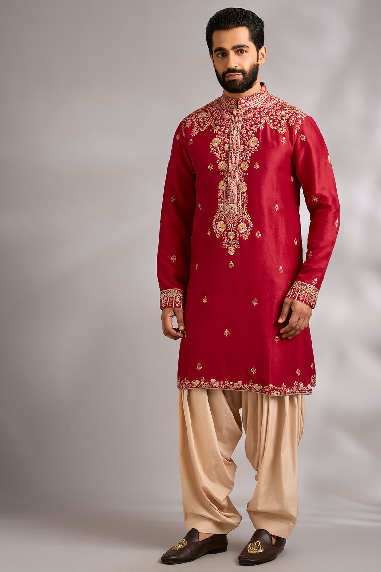 Dolly J MAN Red Silk Kurta Set