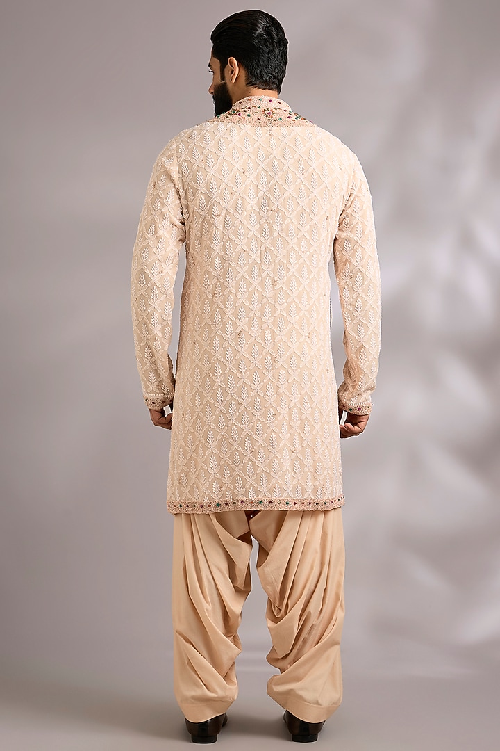 Ivory Georgette Kurta Set by Dolly J MAN at Pernia's Pop Up Shop