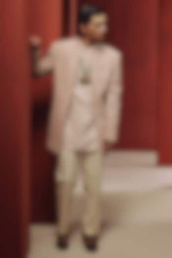 Rose Gold Raw Silk Embroidered Jacket Set by Dolly J MAN at Pernia's Pop Up Shop
