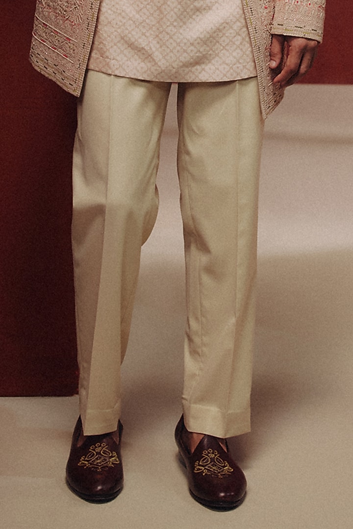 Rose Gold Raw Silk Embroidered Jacket Set by Dolly J MAN at Pernia's Pop Up Shop