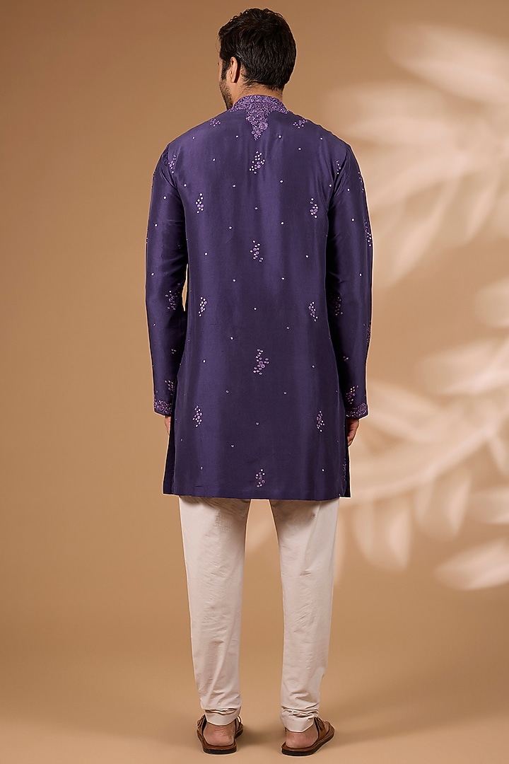 Purple Silk Kurta Set by Dolly J MAN at Pernia's Pop Up Shop