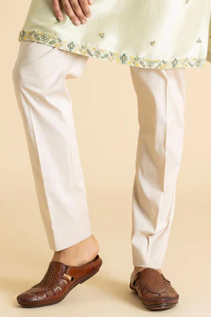Light Green Raw Silk Kurta Set by Dolly J MAN at Pernia's Pop Up Shop
