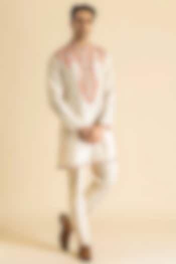 Cream Raw Silk Kurta Set by Dolly J MAN at Pernia's Pop Up Shop