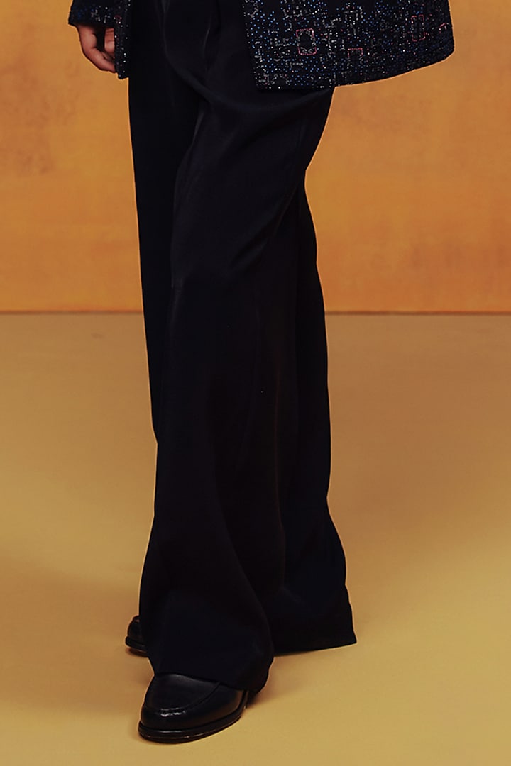 Deep Navy Japanese Crepe Hand Work Jacket Set by Dolly J MAN at Pernia's Pop Up Shop