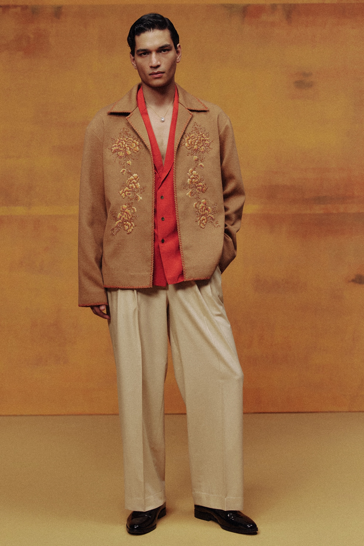 Dolly J MAN Gold Woven Lycra Thread Work Jacket Set