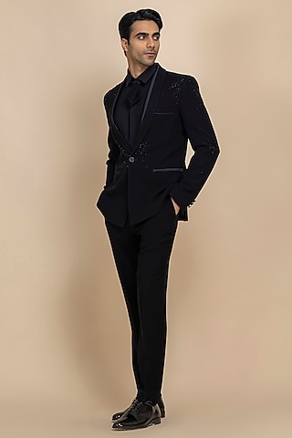 Black Japanese Crepe Tuxedo Set by Dolly J MAN