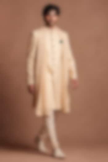 Ivory Silk Woven Groom Sherwani Set by Dolly J MAN at Pernia's Pop Up Shop