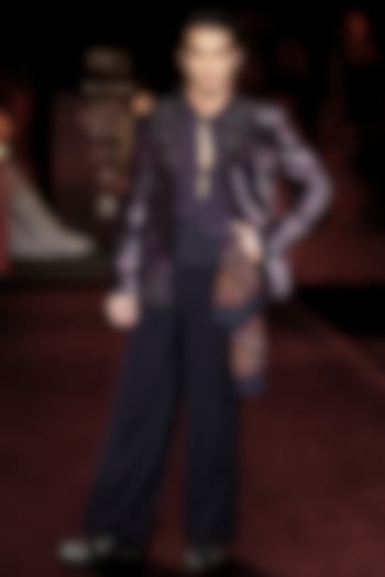 Amethyst Velvet Embellished Jacket Set by Dolly J MAN at Pernia's Pop Up Shop