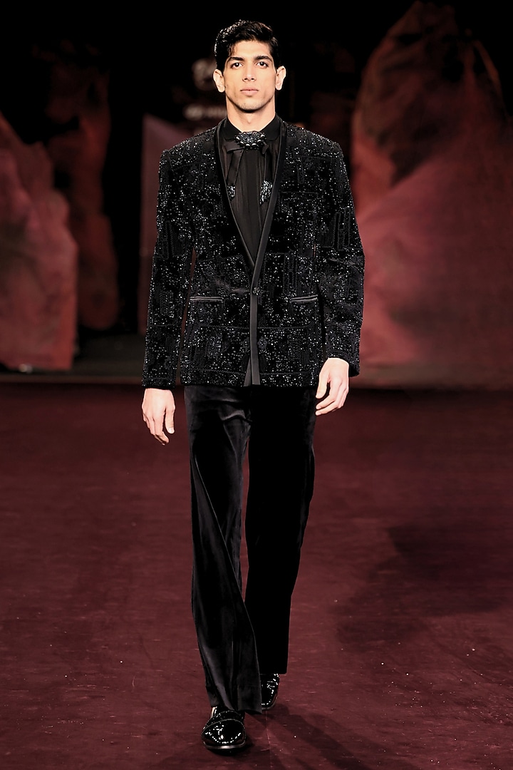 Noir-Colored Velvet Jacket Set by Dolly J MAN at Pernia's Pop Up Shop