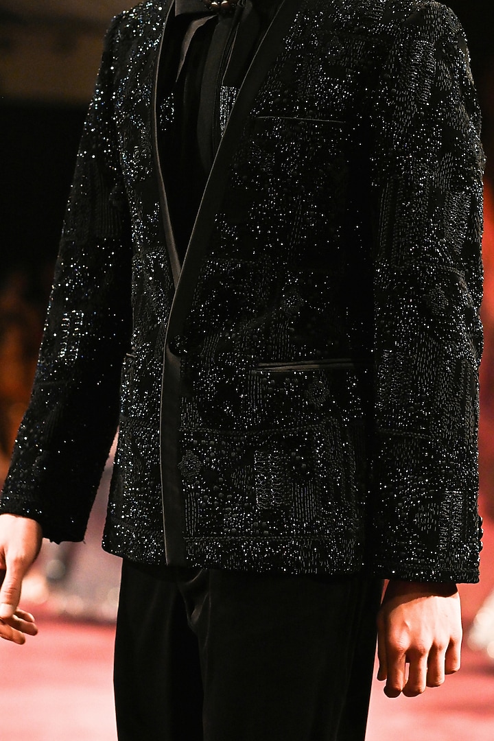 Noir-Colored Velvet Jacket Set by Dolly J MAN at Pernia's Pop Up Shop