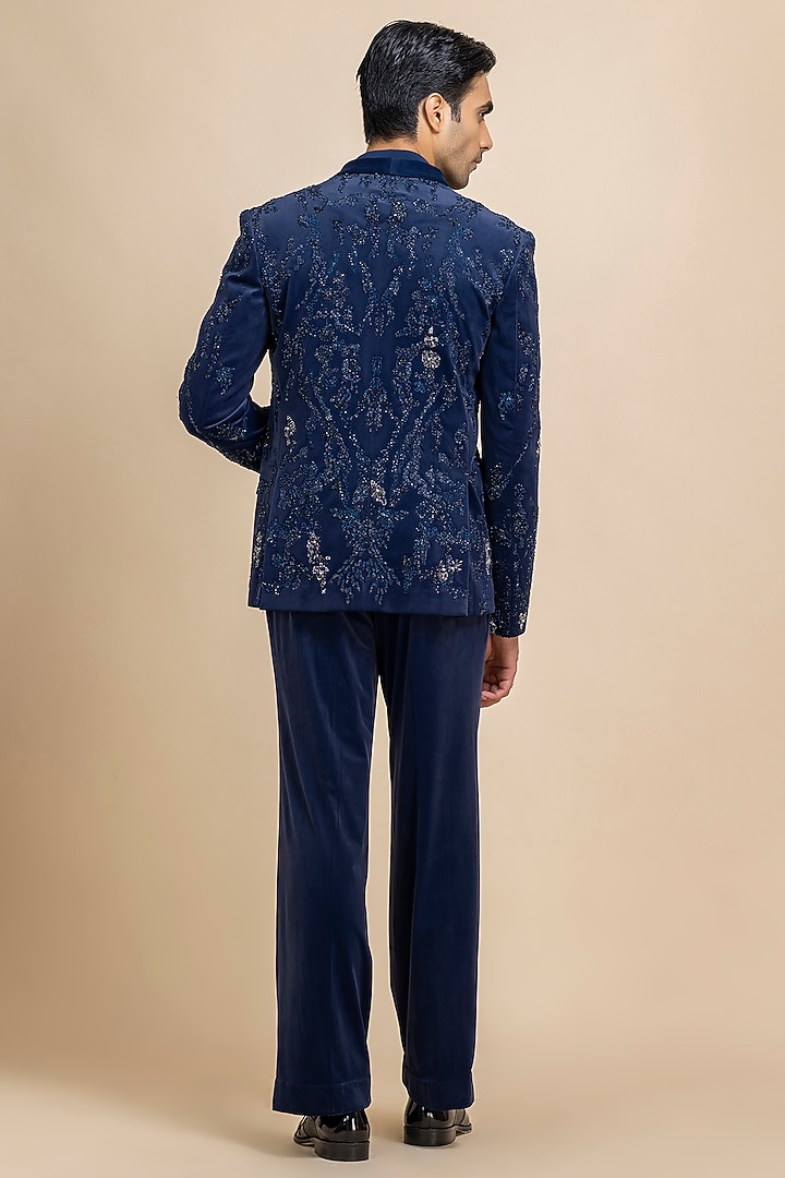 Cobalt Blue Velvet Blazer Set by Dolly J MAN at Pernia's Pop Up Shop