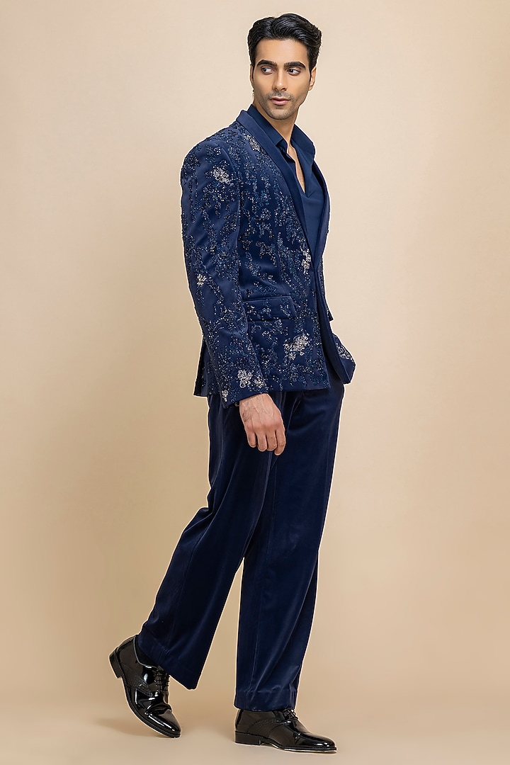 Cobalt Blue Velvet Blazer Set by Dolly J MAN at Pernia's Pop Up Shop