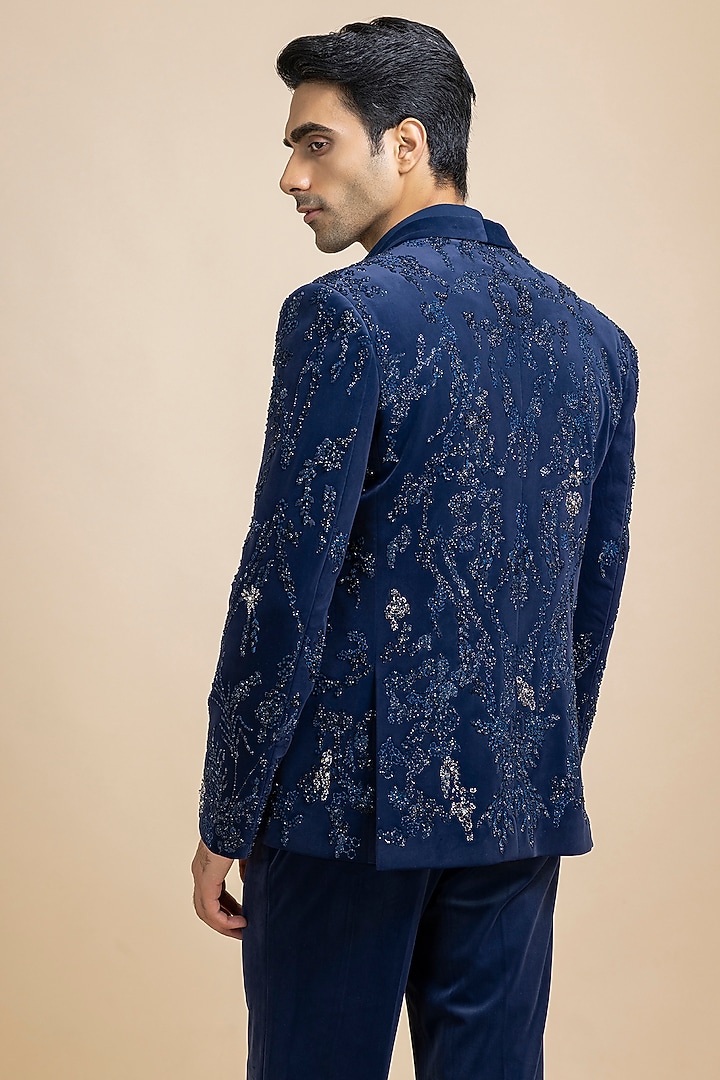 Cobalt Blue Velvet Blazer Set by Dolly J MAN at Pernia's Pop Up Shop