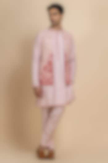 Baby Pink Raw Silk Embroidered Bundi Jacket Set by Dolly J MAN at Pernia's Pop Up Shop