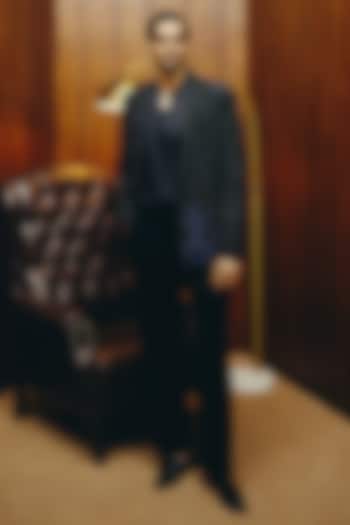 Black Velvet Embroidered Tuxedo Set by Dolly J MAN at Pernia's Pop Up Shop