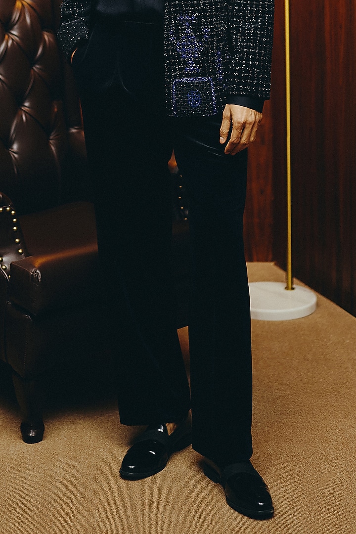 Black Velvet Embroidered Tuxedo Set by Dolly J MAN at Pernia's Pop Up Shop