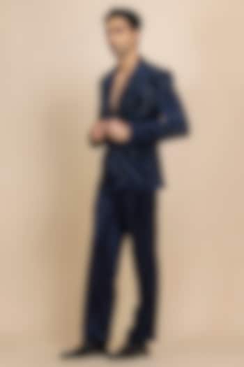 Ink Blue Velvet Blazer Set by Dolly J MAN at Pernia's Pop Up Shop