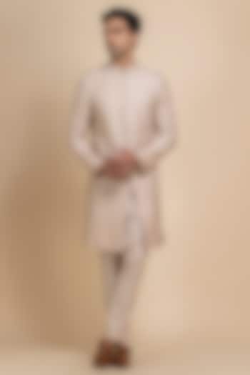 Blush Raw Silk Hand Embroidered Groom Sherwani Set by Dolly J MAN at Pernia's Pop Up Shop