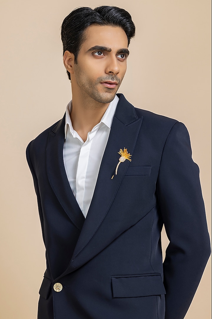 Navy Blue Japanese Crepe Tuxedo Set by Dolly J MAN at Pernia's Pop Up Shop