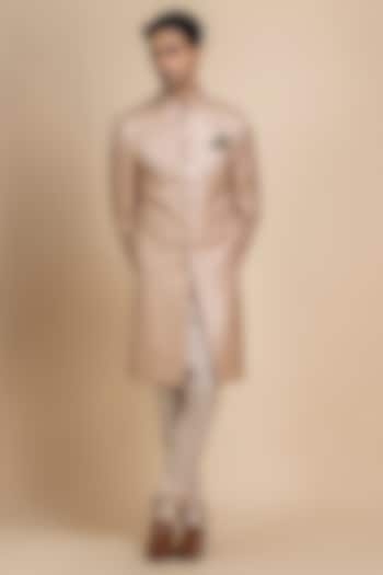 Blush Pink Banarasi Brocade Wedding Sherwani Set by Dolly J MAN at Pernia's Pop Up Shop