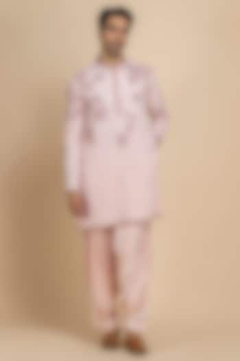 Rose Quartz Chikankari Beadwork Kurta Set by Dolly J MAN at Pernia's Pop Up Shop