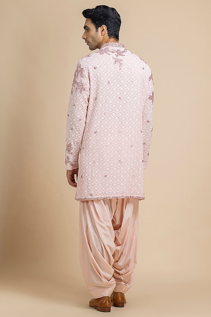 Rose Quartz Chikankari Beadwork Kurta Set by Dolly J MAN at Pernia's Pop Up Shop