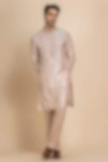 Dusky Rose Raw Silk Embellished Kurta Set by Dolly J MAN at Pernia's Pop Up Shop