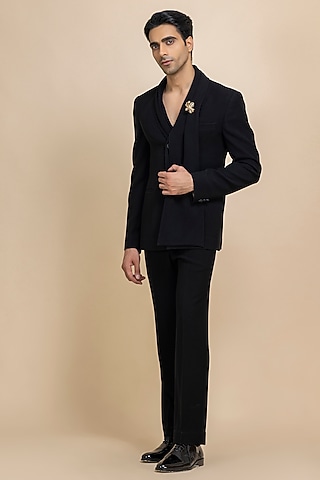 Black Japanese Crepe Tuxedo Set by Dolly J MAN