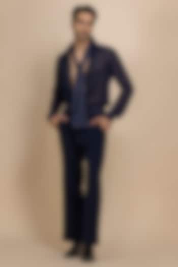 Indigo Blue Japanese Crepe Pant Set by Dolly J MAN at Pernia's Pop Up Shop