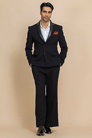 Black Japanese Crepe Tuxedo Set by Dolly J MAN