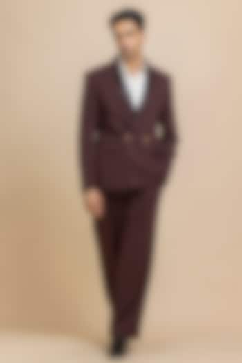 Cherry-Colored Japanese Crepe Tuxedo Set by Dolly J MAN at Pernia's Pop Up Shop