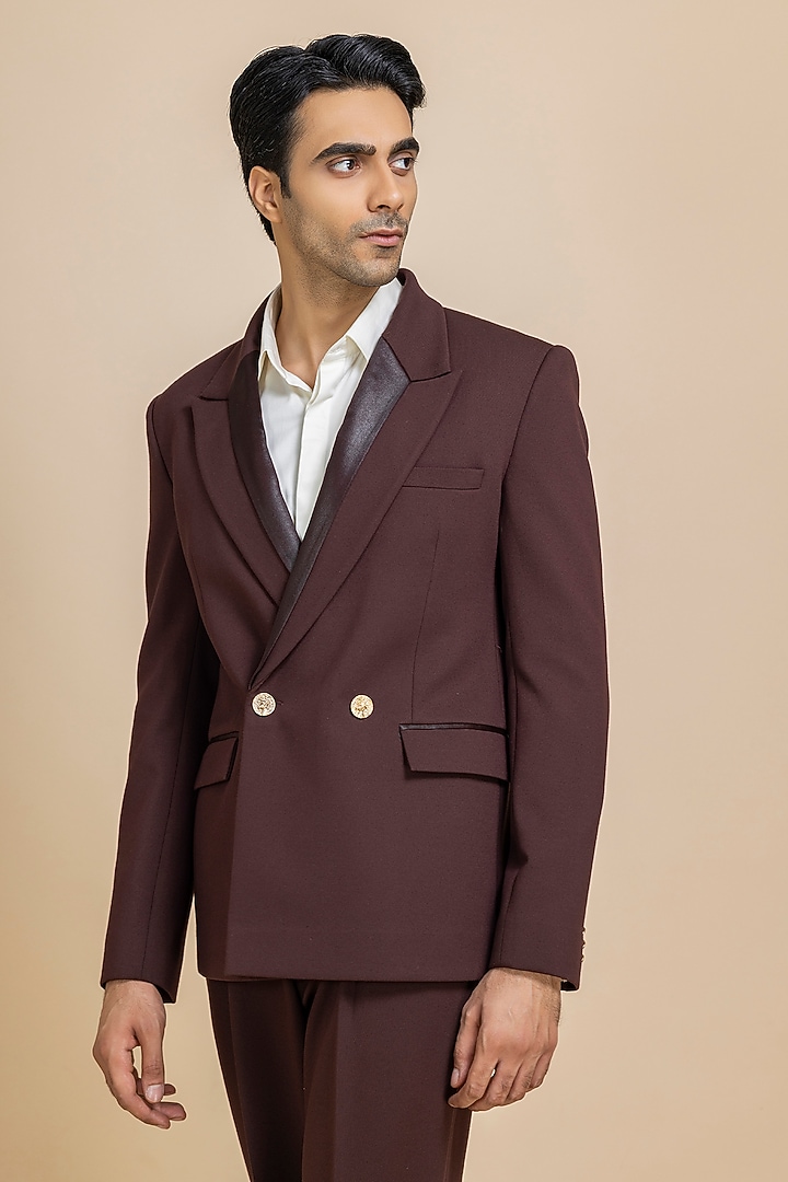 Cherry-Colored Japanese Crepe Tuxedo Set by Dolly J MAN at Pernia's Pop Up Shop