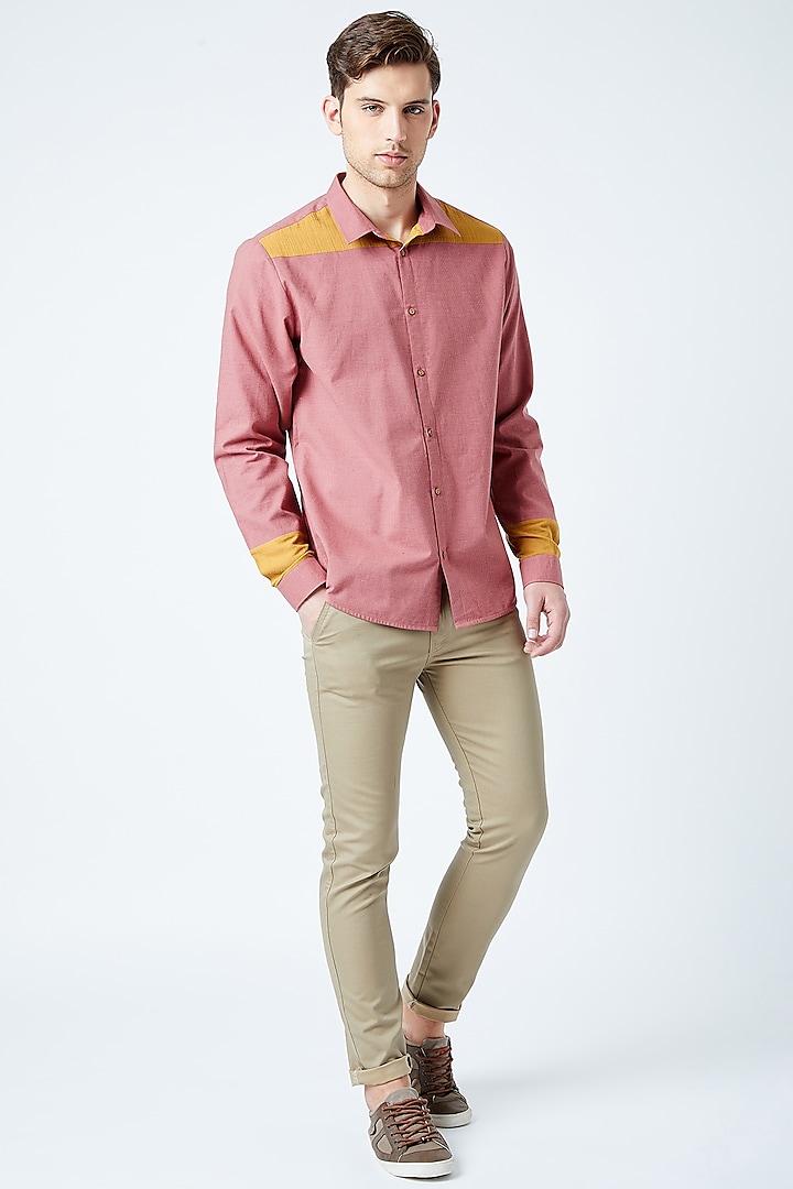 Red Printed Recycled Cotton Shirt by Doodlage Men